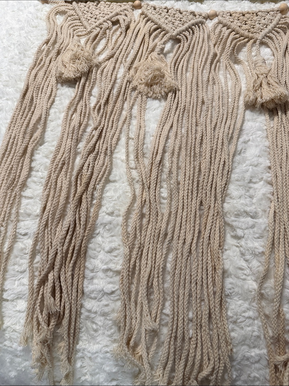 BOHO Beige Macrame Fringe Decorative Trim approximately 3ft x 2T NEW - Picture 5 of 6